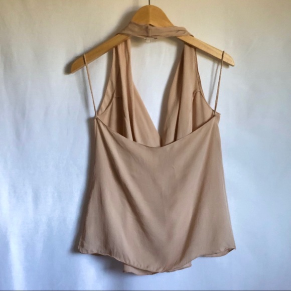 Haute Hippie Silk Beige Boho halter top size S - Picture 2 of 7